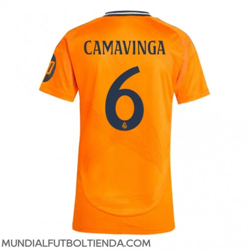 Camiseta Real Madrid Eduardo Camavinga #6 Segunda Equipación Replica 2024-25 para mujer mangas cortas